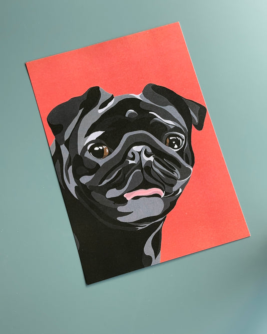 BLACK PUG Art Print