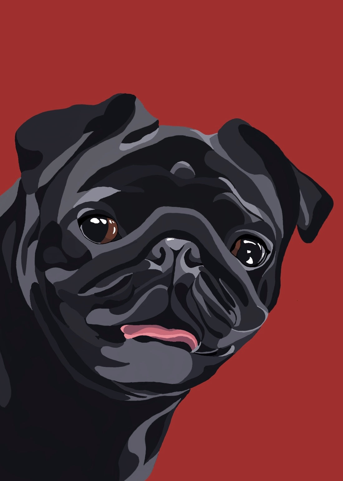 BLACK PUG Art Print