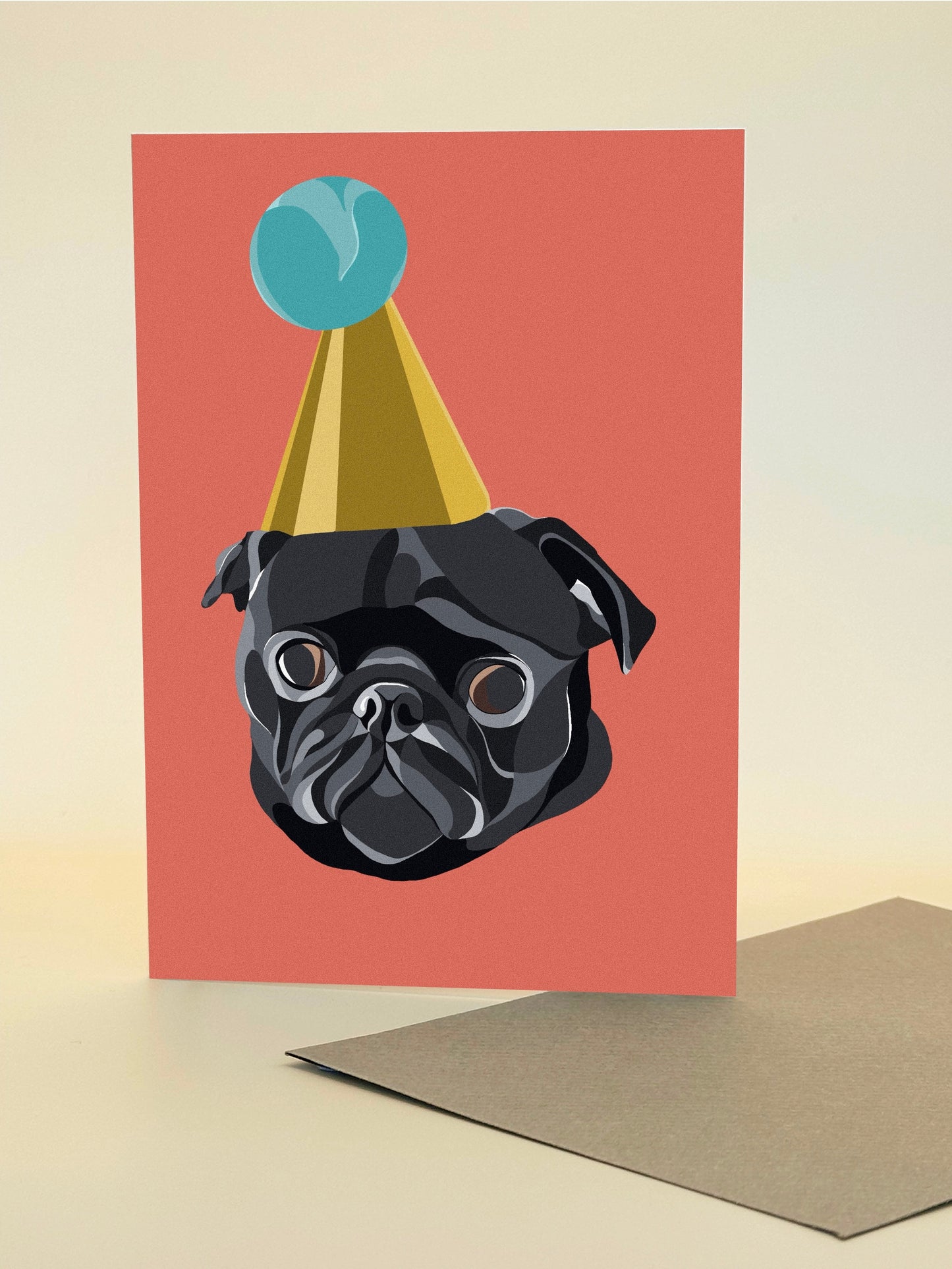 PARTY PUG Greeting Card