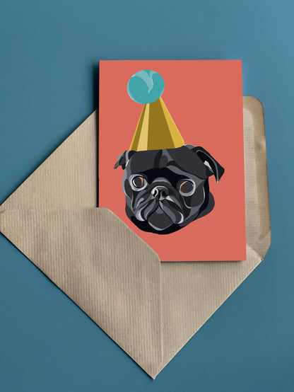 PARTY PUG Greeting Card